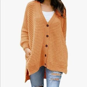 New Plus Size Button Down Chunky Sweater Coat